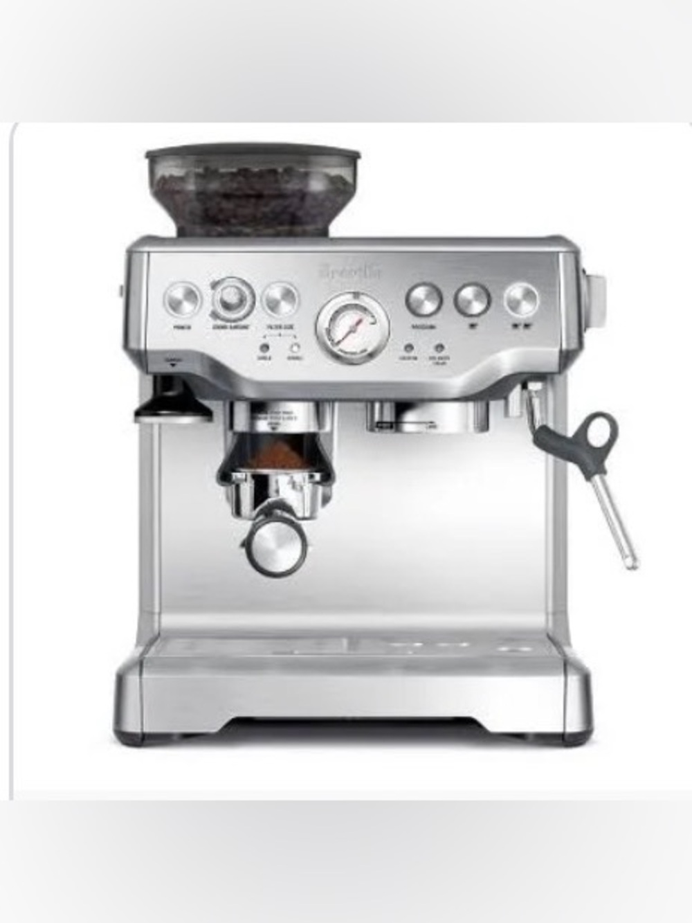 Breville Silver Espresso Machine with Built-In Grinder